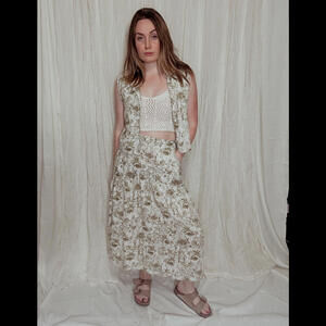 Vintage Rachel Zoe Women's Cropped Skirt & Vest Set